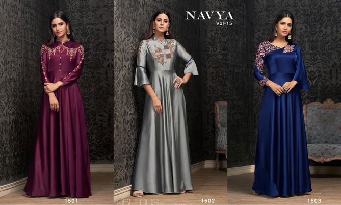 Navya Vol 15 By Vardan Georgette Embroidery Designer Gown Exporters In India